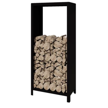 Jekleni regal za drva - Indiana - 80 x 40 x 180 cm - RAL9005 mat (črna)