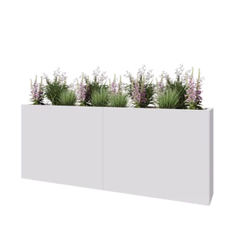 Jekleno korito za rože XXL - Pravokotnik - 200 x 30 x 80 cm - RAL9010 mat (bela) - Z dnoploščo