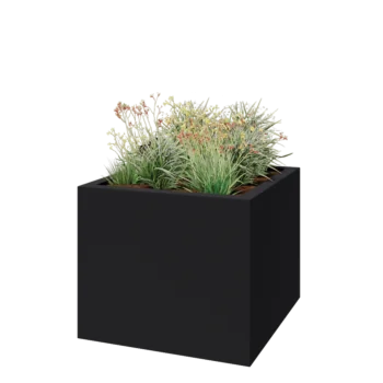 Poliester Korito za rože - Kvadrat - 120 x 120 x 100 cm - RAL7021 mat (črno-siva) - Z dnom