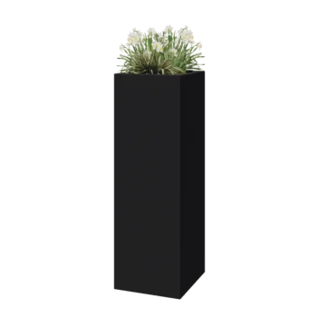 Poliester Korito za rože - Kvadrat - 40 x 40 x 120 cm - RAL7021 mat (črno-siva) - Z dnom