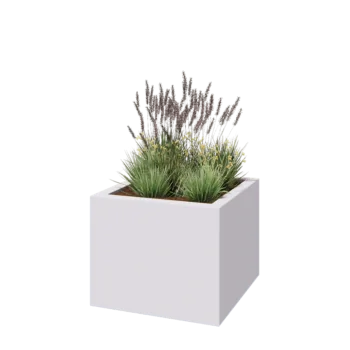 Poliester Korito za rože - Kvadrat - 100 x 100 x 80 cm - RAL9010 mat (bela) - Z dnom