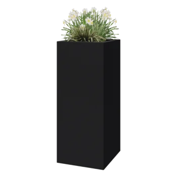 Poliester Korito za rože - Kvadrat - 50 x 50 x 120 cm - RAL7021 mat (črno-siva) - Z dnom