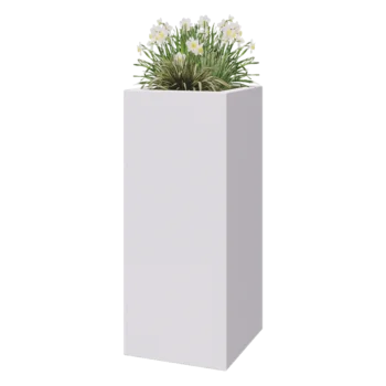 Poliester Korito za rože - Kvadrat - 50 x 50 x 120 cm - RAL9010 mat (bela) - Z dnom