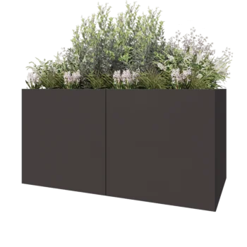 Jekleno korito za rože XXL - Pravokotnik - 200 x 100 x 100 cm - RAL7016 mat (antracitno siva) - Z dnoploščo