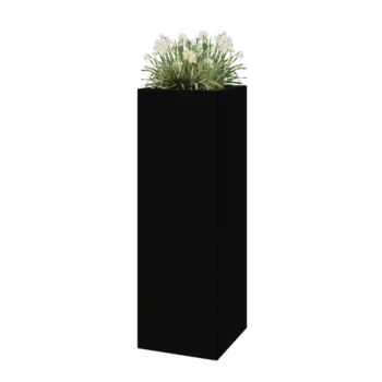 Poliester Korito za rože - Kvadrat - 40 x 40 x 120 cm - RAL9005 mat (črna) - Z dnom