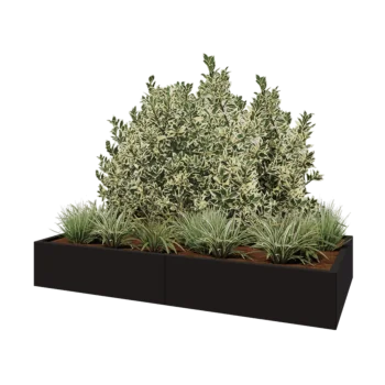 Jekleno korito za rože XXL - Pravokotnik - 200 x 100 x 30 cm - RAL9005 mat (črna) - Brez dnoplošče