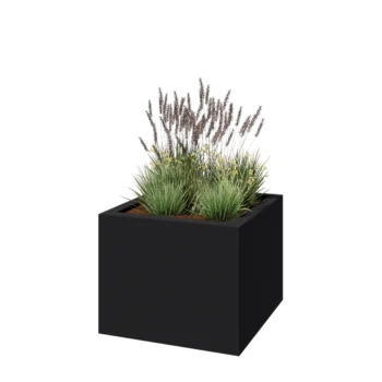 Poliester Korito za rože - Kvadrat - 100 x 100 x 80 cm - RAL7021 mat (črno-siva) - Z dnom