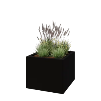 Poliester Korito za rože - Kvadrat - 100 x 100 x 80 cm - RAL9005 mat (črna) - Z dnom