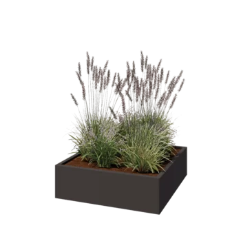 Jekleno korito za rože - Kvadrat - 100 x 100 x 30 cm - RAL7016 mat (antracitno siva) - Brez dnoplošče