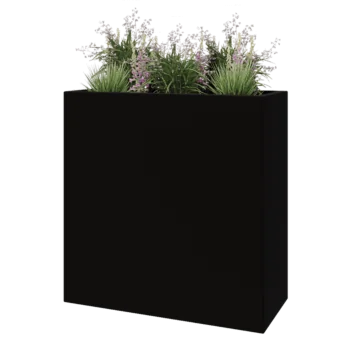 Poliester Korito za rože - Pravokotnik - 100 x 40 x 100 cm - RAL9005 mat (črna) - Z dnom