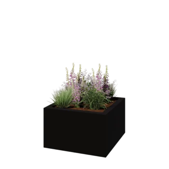 Poliester Korito za rože - Kvadrat - 100 x 100 x 60 cm - RAL9005 mat (črna) - Z dnom