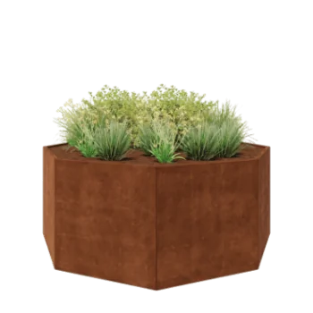 Corten jekleno korito za rože - Osemkotnik - 241,4 x 241,4 x 100 cm - Brez dnoplošče