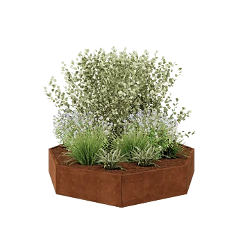 Corten jekleno korito za rože - Osemkotnik - 241,4 x 241,4 x 40 cm - Brez dnoplošče