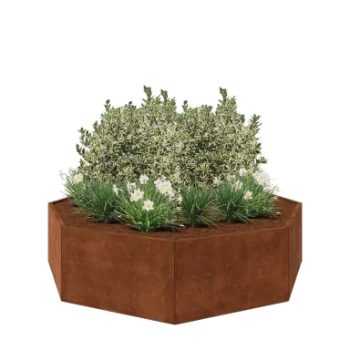 Corten jekleno korito za rože - Osemkotnik - 241,4 x 241,4 x 60 cm - Brez dnoplošče