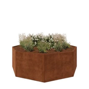Corten jekleno korito za rože - Osemkotnik - 241,4 x 241,4 x 80 cm - Brez dnoplošče