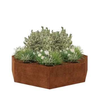 Corten jekleno korito za rože - Osemkotnik - 289,7 x 289,7 x 60 cm - Brez dnoplošče