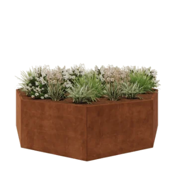Corten jekleno korito za rože - Osemkotnik - 289,7 x 289,7 x 80 cm - Brez dnoplošče