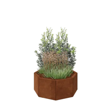 Corten jekleno korito za rože - Osemkotnik - 72,4 x 72,4 x 30 cm - Z dnoploščo