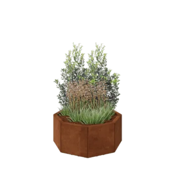 Corten jekleno korito za rože - Osemkotnik - 72,4 x 72,4 x 30 cm - Z dnoploščo - Z nogami