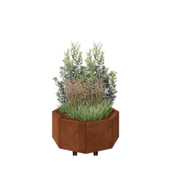 Corten jekleno korito za rože - Osemkotnik - 72,4 x 72,4 x 30 cm - Z dnoploščo - S kolesi