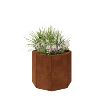 Corten jekleno korito za rože - Osemkotnik - 72,4 x 72,4 x 60 cm - Z dnoploščo - Z nogami