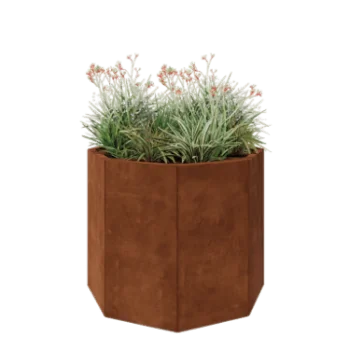 Corten jekleno korito za rože - Osemkotnik - 96,6 x 96,6 x 80 cm - Brez dnoplošče
