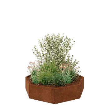 Corten jekleno korito za rože - Osemkotnik - 144,9 x 144,9 x 30 cm - Brez dnoplošče