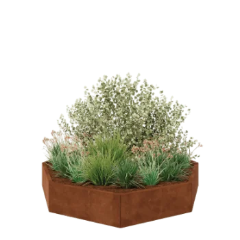 Corten jekleno korito za rože - Osemkotnik - 193,1 x 193,1 x 30 cm - Brez dnoplošče