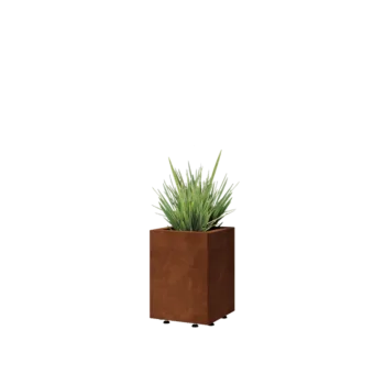 Corten jekleno korito za rože - Kvadrat - 30 x 30 x 40 cm - Z dnoploščo - Z nogami