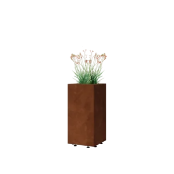 Corten jekleno korito za rože - Kvadrat - 30 x 30 x 60 cm - Z dnoploščo - Z nogami