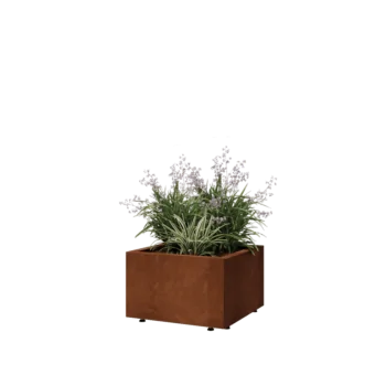 Corten jekleno korito za rože - Kvadrat - 50 x 50 x 30 cm - Z dnoploščo - Z nogami
