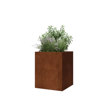Corten jekleno korito za rože - Kvadrat - 50 x 50 x 60 cm - Z dnoploščo