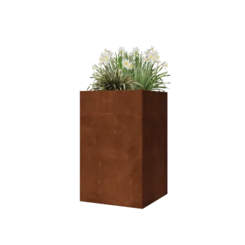 Corten jekleno korito za rože - Kvadrat - 50 x 50 x 80 cm - Z dnoploščo