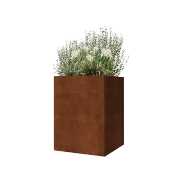 Corten jekleno korito za rože - Kvadrat - 60 x 60 x 80 cm - Z dnoploščo