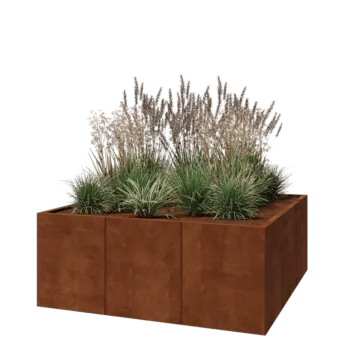 Corten jekleno korito za rože XXL - Kvadrat - 150 x 150 x 60 cm - Brez dnoplošče