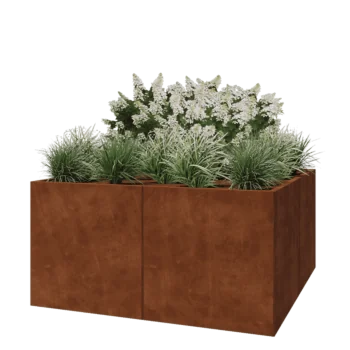 Corten jekleno korito za rože XXL - Kvadrat - 160 x 160 x 80 cm - Brez dnoplošče
