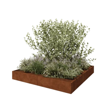 Corten jekleno korito za rože XXL - Kvadrat - 240 x 240 x 30 cm - Brez dnoplošče