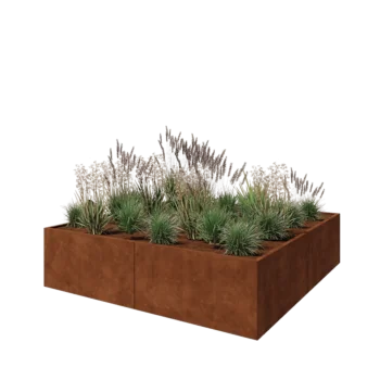 Corten jekleno korito za rože XXL - Kvadrat - 240 x 240 x 60 cm - Brez dnoplošče