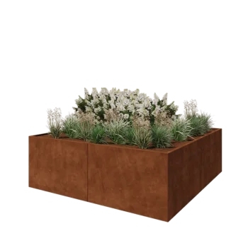 Corten jekleno korito za rože XXL - Kvadrat - 240 x 240 x 80 cm - Brez dnoplošče