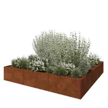 Corten jekleno korito za rože XXL - Kvadrat - 300 x 300 x 50 cm - Brez dnoplošče