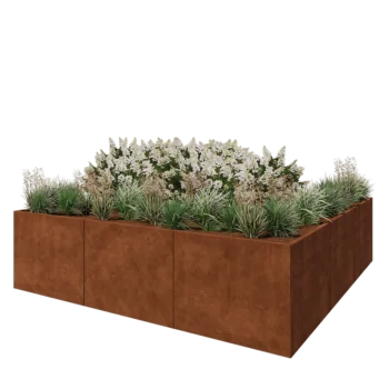 Corten jekleno korito za rože XXL - Kvadrat - 300 x 300 x 80 cm - Brez dnoplošče