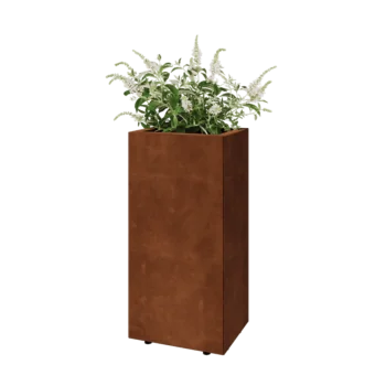 Corten jekleno korito za rože - Pravokotnik - 40 x 30 x 80 cm - Z dnoploščo - Z nogami