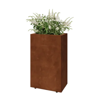 Corten jekleno korito za rože - Pravokotnik - 50 x 30 x 80 cm - Z dnoploščo - Z nogami