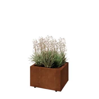 Corten jekleno korito za rože - Pravokotnik - 50 x 40 x 30 cm - Z dnoploščo - Z nogami
