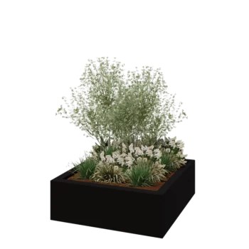 Poliester Korito za rože - Kvadrat - 120 x 120 x 40 cm - RAL9005 mat (črna) - Z dnom