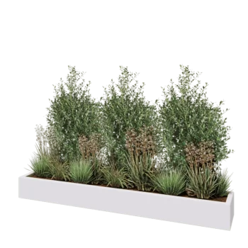 Poliester Korito za rože - Pravokotnik - 200 x 30 x 20 cm - RAL9010 mat (bela) - Z dnom