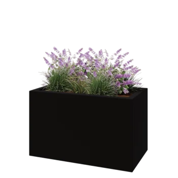 Poliester Korito za rože - Pravokotnik - 100 x 50 x 60 cm - RAL9005 mat (črna) - Z dnom
