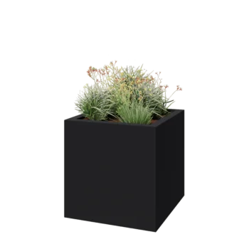 Poliester Korito za rože - Kvadrat - 100 x 100 x 100 cm - RAL7021 mat (črno-siva) - Z dnom