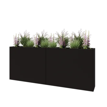 Jekleno korito za rože XXL - Pravokotnik - 200 x 30 x 80 cm - RAL9005 mat (črna) - Z dnoploščo