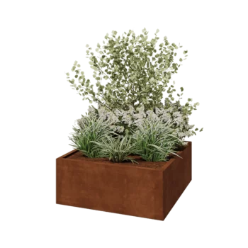 Corten jekleno korito za rože - Kvadrat - 100 x 100 x 40 cm - Brez dnoplošče